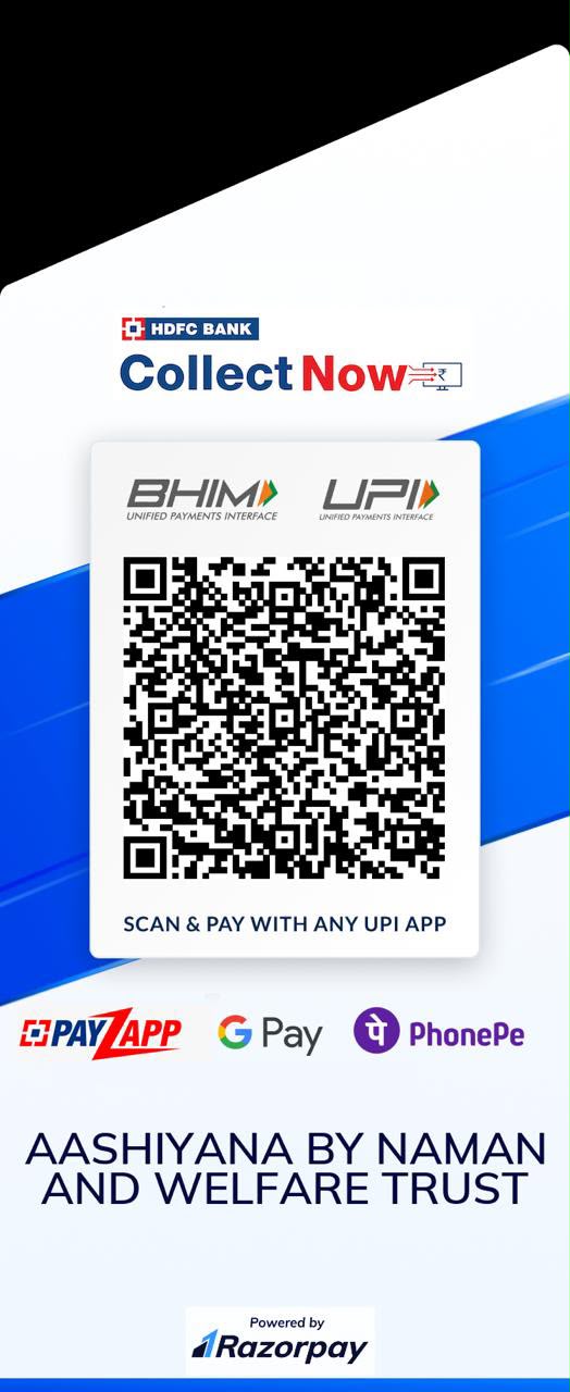 Scan to Donate via UPI - Aashiyana Animal Welfare